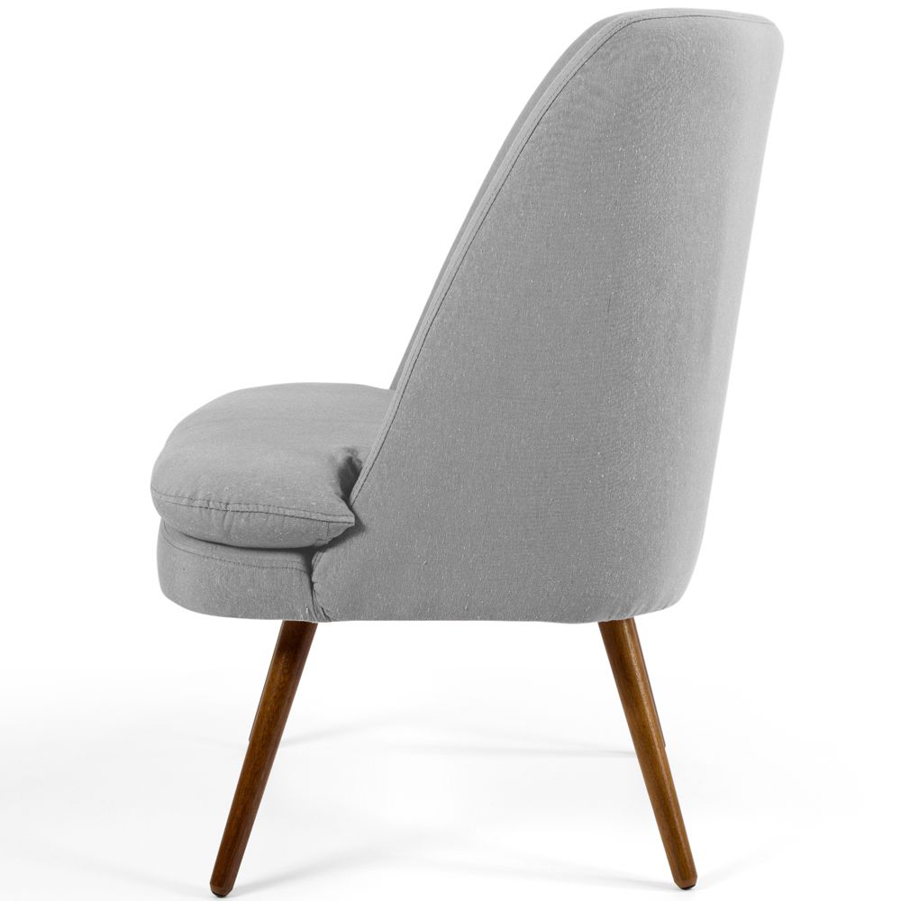 Kit 02 Poltronas Decorativas Fixa Pés Palito Pérsia D02 Linho Cinza D-315 - Lyam Decor