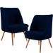 Kit 02 Poltronas Decorativas Fixa Pés Palito Pérsia D02 Veludo Azul Marinho C-287 - Lyam Decor
