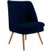 Kit 02 Poltronas Decorativas Fixa Pés Palito Pérsia D02 Veludo Azul Marinho C-287 - Lyam Decor