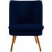 Kit 02 Poltronas Decorativas Fixa Pés Palito Pérsia D02 Veludo Azul Marinho C-287 - Lyam Decor