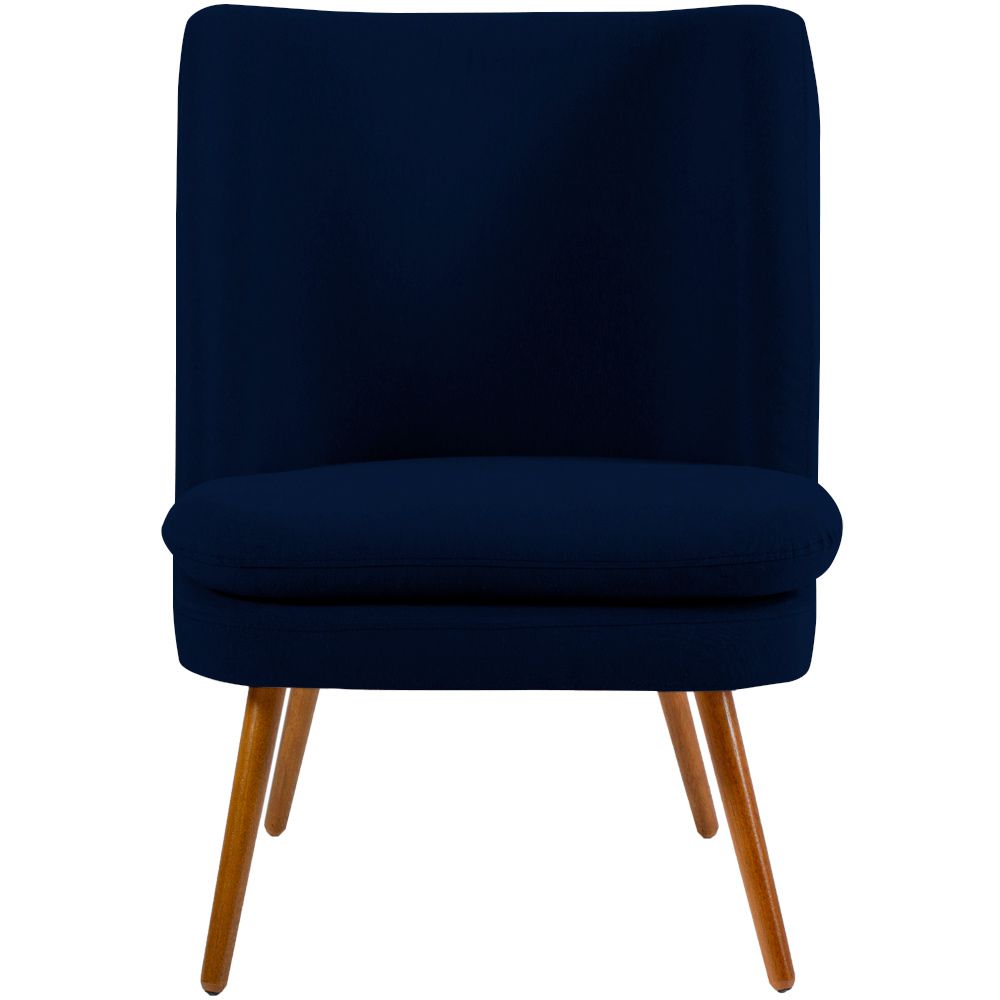 Kit 02 Poltronas Decorativas Fixa Pés Palito Pérsia D02 Veludo Azul Marinho C-287 - Lyam Decor