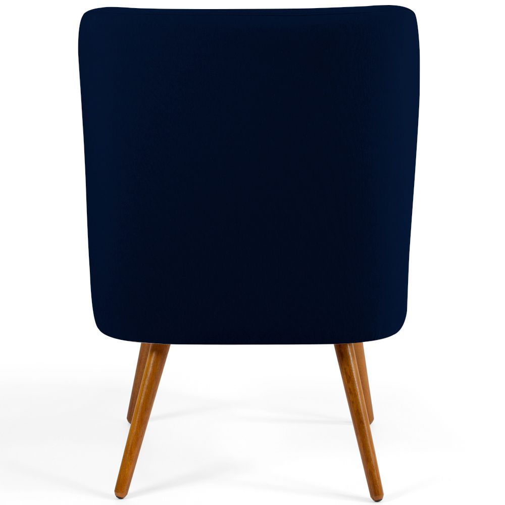 Kit 02 Poltronas Decorativas Fixa Pés Palito Pérsia D02 Veludo Azul Marinho C-287 - Lyam Decor