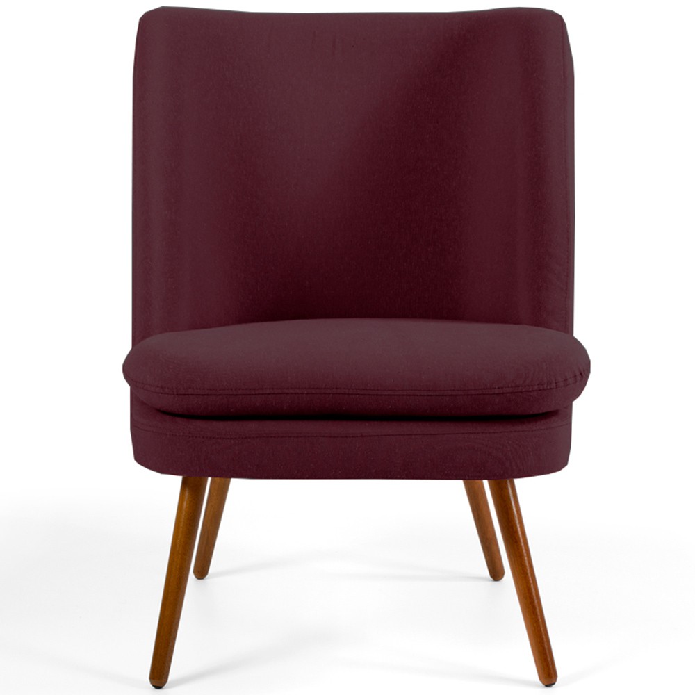 Kit 02 Poltronas Decorativas Fixa Pés Palito Pérsia D02 Veludo Marsala C-278 - Lyam Decor