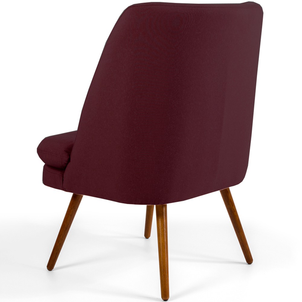 Kit 02 Poltronas Decorativas Fixa Pés Palito Pérsia D02 Veludo Marsala C-278 - Lyam Decor