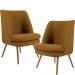 Kit 02 Poltronas Decorativas Fixa Pés Palito Pérsia D02 Veludo Mostarda C-260 - Lyam Decor