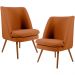 Kit 02 Poltronas Decorativas Fixa Pés Palito Pérsia D02 Veludo Telha C-262 - Lyam Decor