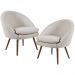 Kit 02 Poltronas Decorativas Fixa Pés Palito Rafa D02 Tressê Linho Bege C-107 - Lyam Decor