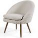 Kit 02 Poltronas Decorativas Fixa Pés Palito Rafa D02 Tressê Linho Bege C-107 - Lyam Decor