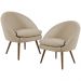 Kit 02 Poltronas Decorativas Fixa Pés Palito Rafa D02 Tressê Linho Bege C-129 - Lyam Decor