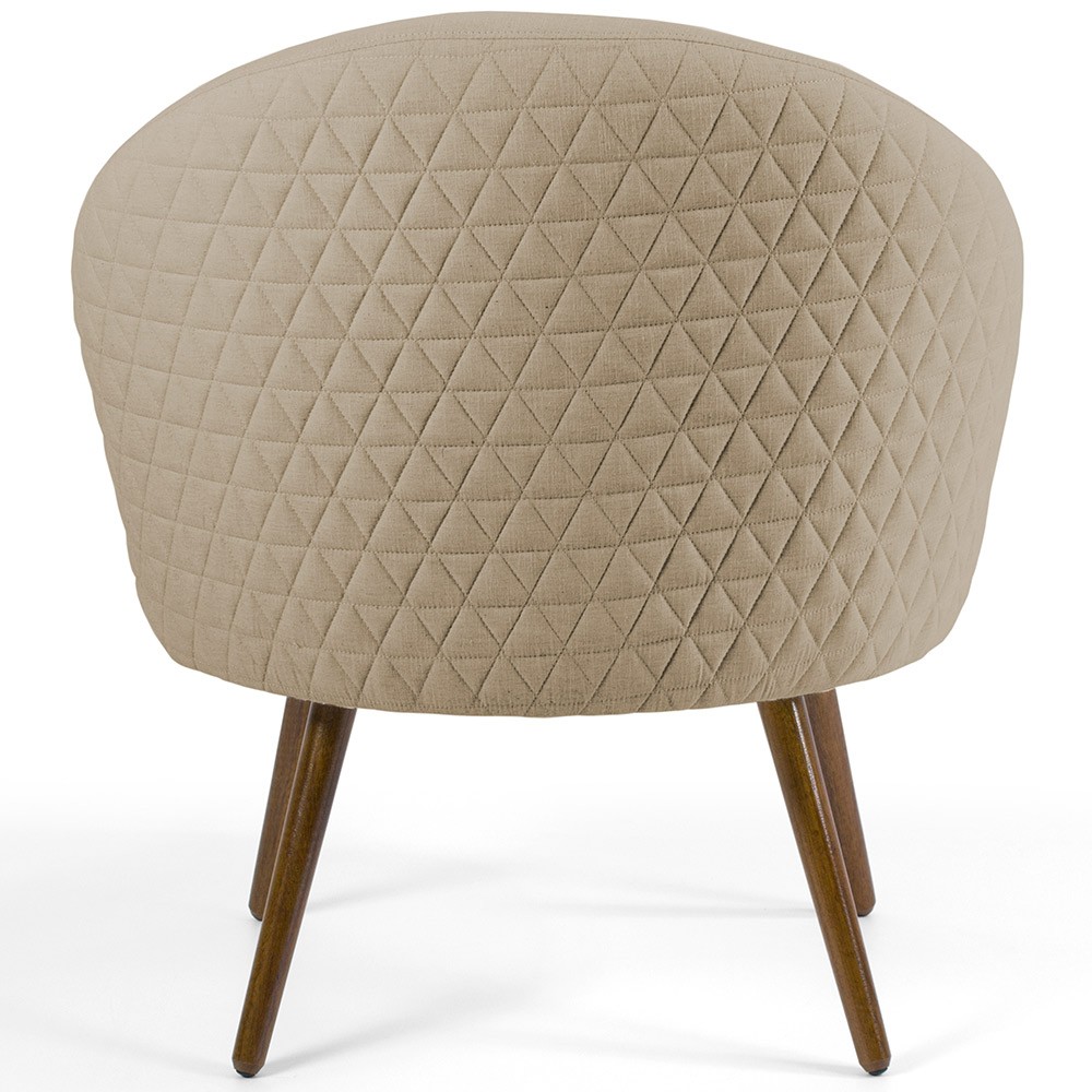 Kit 02 Poltronas Decorativas Fixa Pés Palito Rafa D02 Tressê Linho Bege C-129 - Lyam Decor