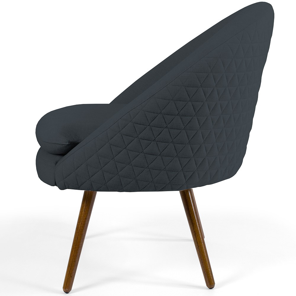 Kit 02 Poltronas Decorativas Fixa Pés Palito Rafa D02 Tressê Linho Chumbo D-465 - Lyam Decor