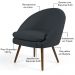 Kit 02 Poltronas Decorativas Fixa Pés Palito Rafa D02 Tressê Linho Chumbo D-465 - Lyam Decor