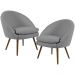 Kit 02 Poltronas Decorativas Fixa Pés Palito Rafa D02 Tressê Linho Cinza C-416 - Lyam Decor
