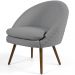 Kit 02 Poltronas Decorativas Fixa Pés Palito Rafa D02 Tressê Linho Cinza C-416 - Lyam Decor