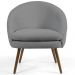 Kit 02 Poltronas Decorativas Fixa Pés Palito Rafa D02 Tressê Linho Cinza C-416 - Lyam Decor