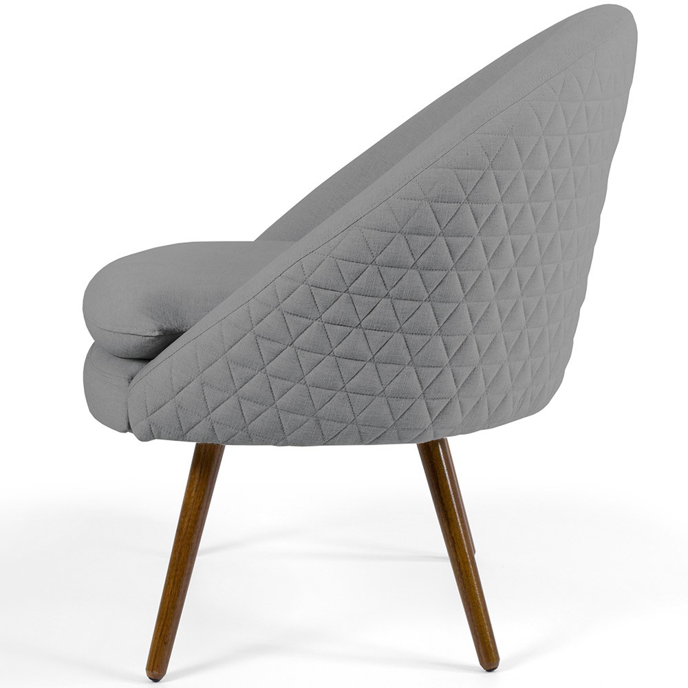 Kit 02 Poltronas Decorativas Fixa Pés Palito Rafa D02 Tressê Linho Cinza C-416 - Lyam Decor