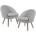 Kit 02 Poltronas Decorativas Fixa Pés Palito Rafa D02 Tressê Linho Cinza D-315 - Lyam Decor