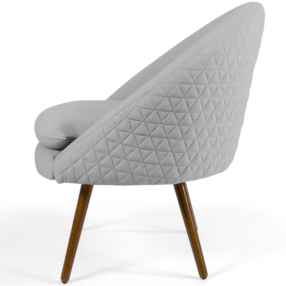 Kit 02 Poltronas Decorativas Fixa Pés Palito Rafa D02 Tressê Linho Cinza D-315 - Lyam Decor