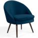 Kit 02 Poltronas Decorativas Fixa Pés Palito Rafa D02 Veludo Azul Oxford C-304 - Lyam Decor