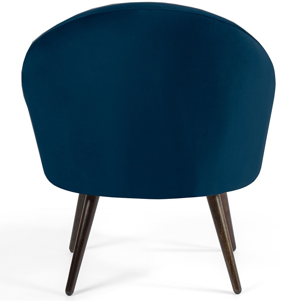 Kit 02 Poltronas Decorativas Fixa Pés Palito Rafa D02 Veludo Azul Oxford C-304 - Lyam Decor
