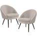 Kit 02 Poltronas Decorativas Fixa Pés Palito Rafa D02 Veludo Bege C-309 - Lyam Decor