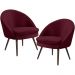 Kit 02 Poltronas Decorativas Fixa Pés Palito Rafa D02 Veludo Marsala C-278 - Lyam Decor