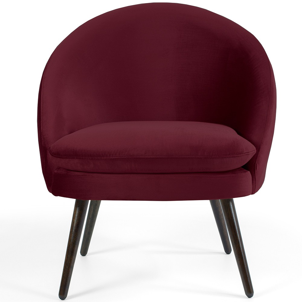 Kit 02 Poltronas Decorativas Fixa Pés Palito Rafa D02 Veludo Marsala C-278 - Lyam Decor