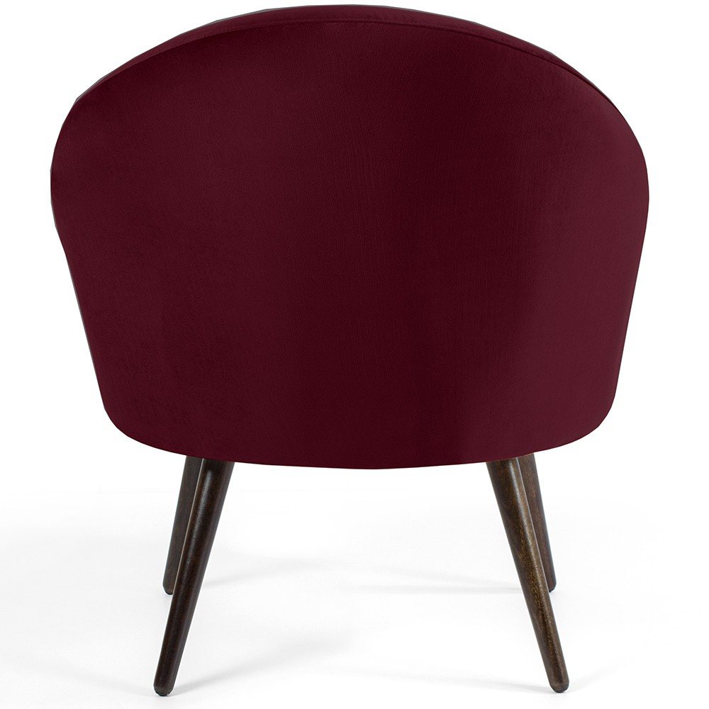 Kit 02 Poltronas Decorativas Fixa Pés Palito Rafa D02 Veludo Marsala C-278 - Lyam Decor