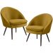 Kit 02 Poltronas Decorativas Fixa Pés Palito Rafa D02 Veludo Mostarda C-279 - Lyam Decor
