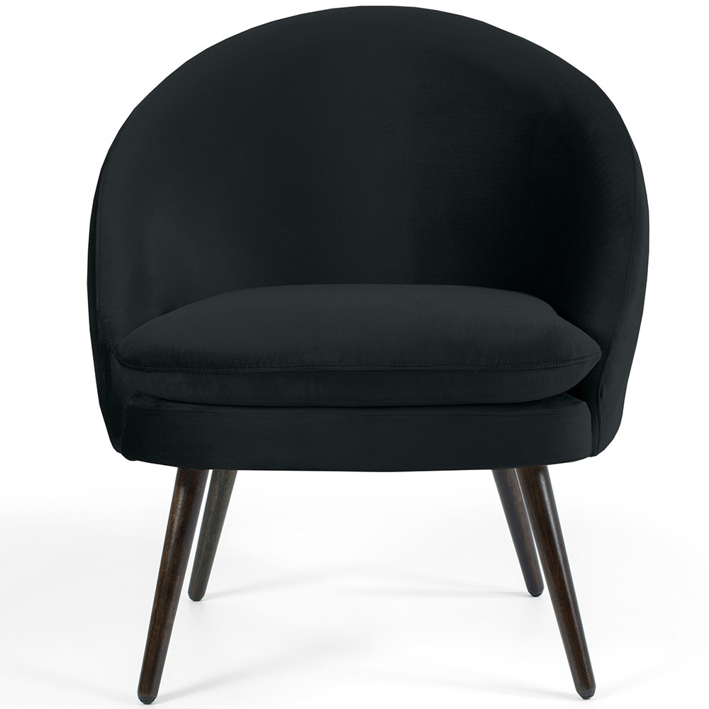 Kit 02 Poltronas Decorativas Fixa Pés Palito Rafa D02 Veludo Preto C-300 - Lyam Decor