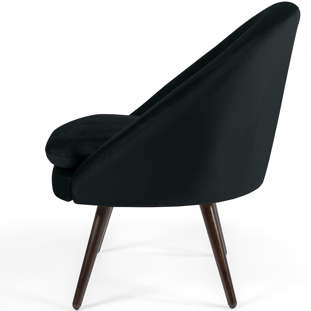 Kit 02 Poltronas Decorativas Fixa Pés Palito Rafa D02 Veludo Preto C-300 - Lyam Decor