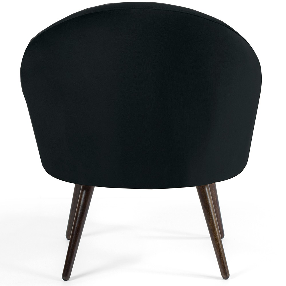 Kit 02 Poltronas Decorativas Fixa Pés Palito Rafa D02 Veludo Preto C-300 - Lyam Decor