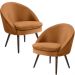 Kit 02 Poltronas Decorativas Fixa Pés Palito Rafa D02 Veludo Telha C-262 - Lyam Decor