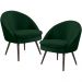 Kit 02 Poltronas Decorativas Fixa Pés Palito Rafa D02 Veludo Verde C-303 - Lyam Decor