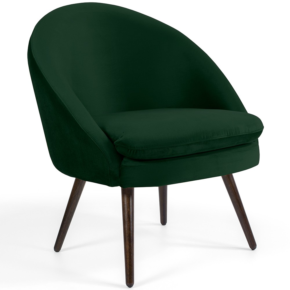Kit 02 Poltronas Decorativas Fixa Pés Palito Rafa D02 Veludo Verde C-303 - Lyam Decor