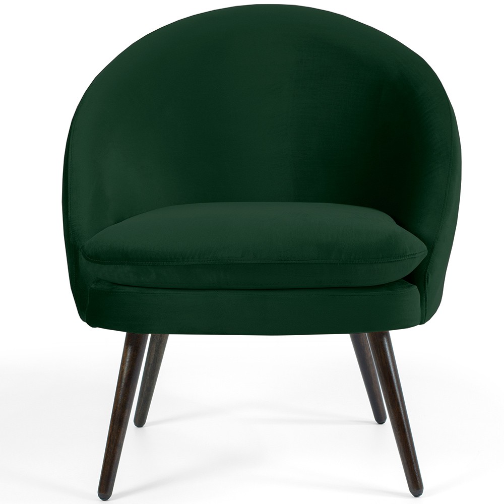 Kit 02 Poltronas Decorativas Fixa Pés Palito Rafa D02 Veludo Verde C-303 - Lyam Decor