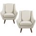 Kit 02 Poltronas Decorativas Fixa Pés de Madeira Juliet D02 Algodão Bege C-370 - Lyam Decor