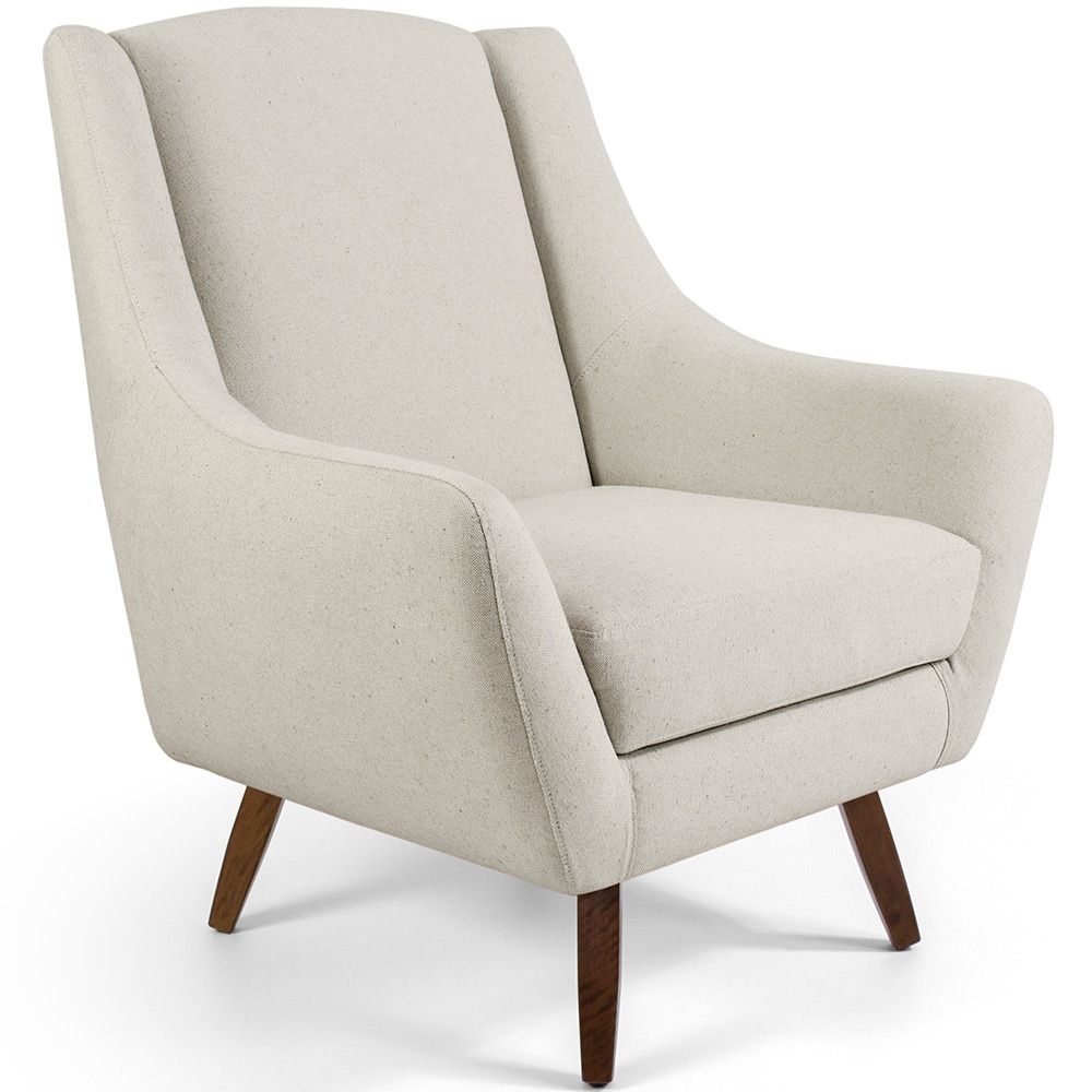 Kit 02 Poltronas Decorativas Fixa Pés de Madeira Juliet D02 Algodão Bege C-370 - Lyam Decor