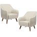 Kit 02 Poltronas Decorativas Fixa com Pés em Madeira Paloma D02 Linho Bege C-466 - Lyam Decor