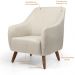 Kit 02 Poltronas Decorativas Fixa com Pés em Madeira Paloma D02 Linho Bege C-466 - Lyam Decor