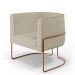 Kit 02 Poltronas Decorativas Fixas Base De Aço Cobre Betina D02 Corano Bege C-26 - Lyam Decor