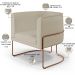 Kit 02 Poltronas Decorativas Fixas Base De Aço Cobre Betina D02 Corano Bege C-26 - Lyam Decor