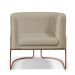 Kit 02 Poltronas Decorativas Fixas Base De Aço Cobre Betina D02 Corano Bege C-26 - Lyam Decor