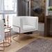 Kit 02 Poltronas Decorativas Fixas Base De Aço Cobre Betina D02 Corano Branco C-12 - Lyam Decor