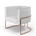 Kit 02 Poltronas Decorativas Fixas Base De Aço Cobre Betina D02 Corano Branco C-12 - Lyam Decor