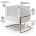 Kit 02 Poltronas Decorativas Fixas Base De Aço Cobre Betina D02 Corano Branco C-12 - Lyam Decor