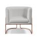 Kit 02 Poltronas Decorativas Fixas Base De Aço Cobre Betina D02 Corano Branco C-12 - Lyam Decor