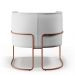 Kit 02 Poltronas Decorativas Fixas Base De Aço Cobre Betina D02 Corano Branco C-12 - Lyam Decor