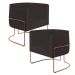 Kit 02 Poltronas Decorativas Fixas Base De Aço Cobre Betina D02 Corano Marrom B-98 - Lyam Decor