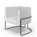 Kit 02 Poltronas Decorativas Fixas Base De Aço Preto Betina D02 Corano Branco C-12 - Lyam Decor